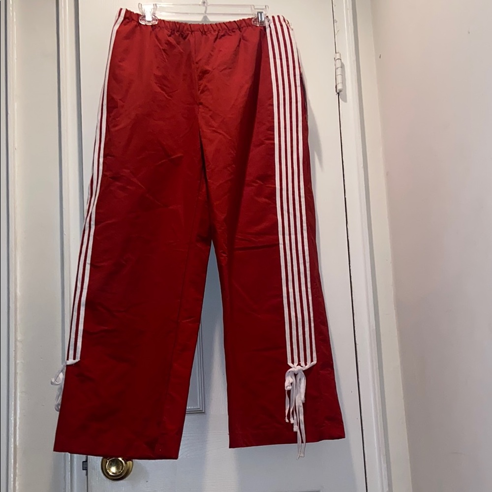 Red Track Pants with White Stripes Juniors size Large